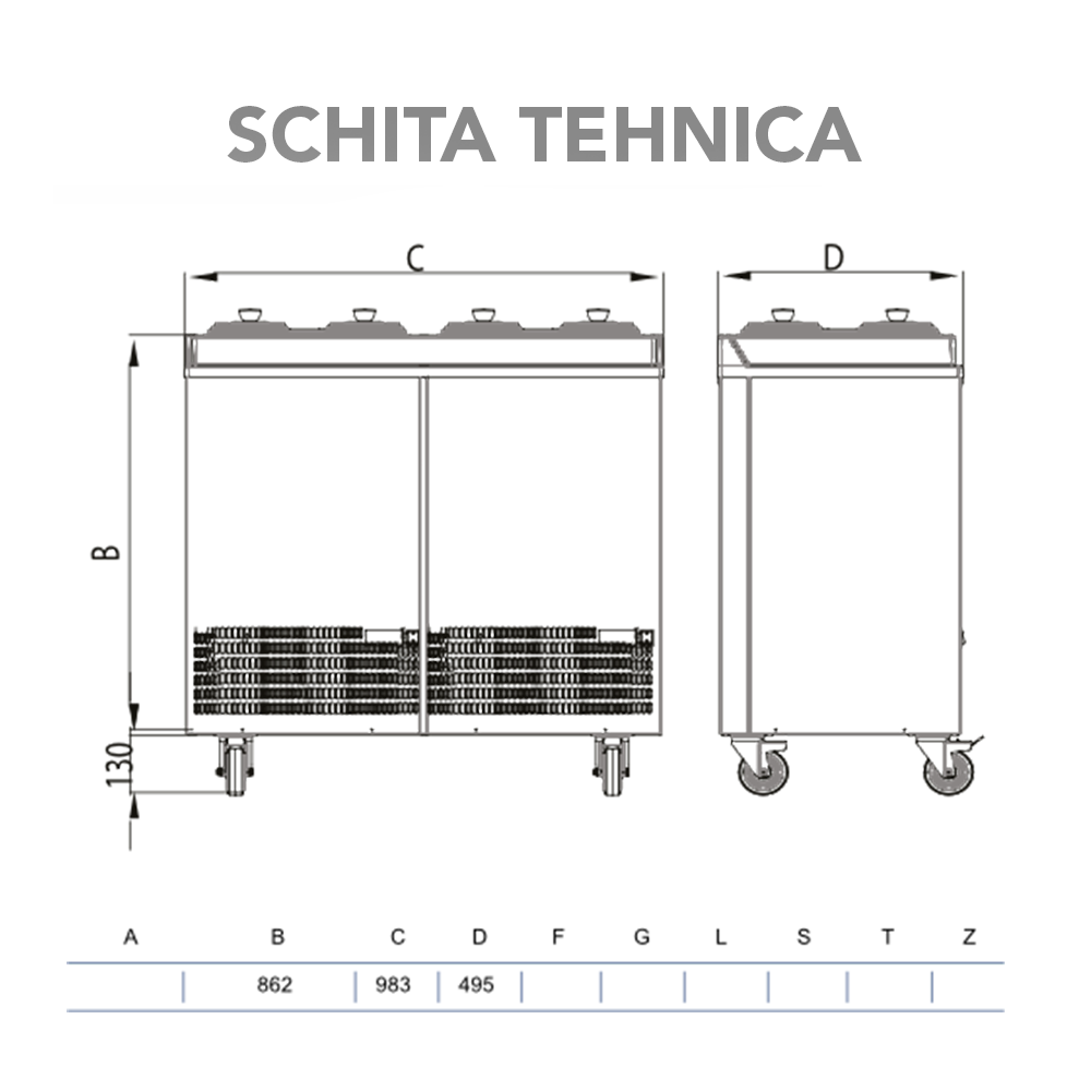 Vitrina frigorifica pentru inghetata STAF59 cu capace inox, 4 x 2,5 lt + 4 x 7,5 lt - 1