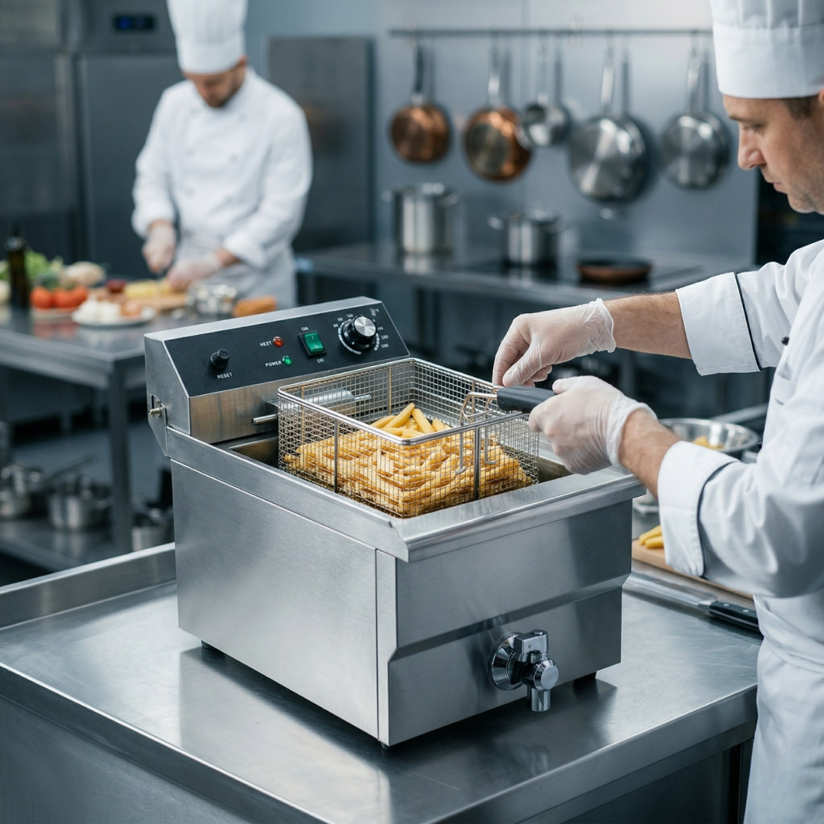 Friteuza electrica, profesionala, de banc cu debuseu, 1 cuva, 13 lt, 3000W, 49*31*36 cm - 7