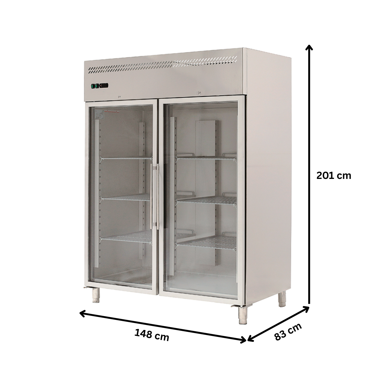 Dulap congelare vertical inox cu 2 usi din sticla, 1300 lt - 2