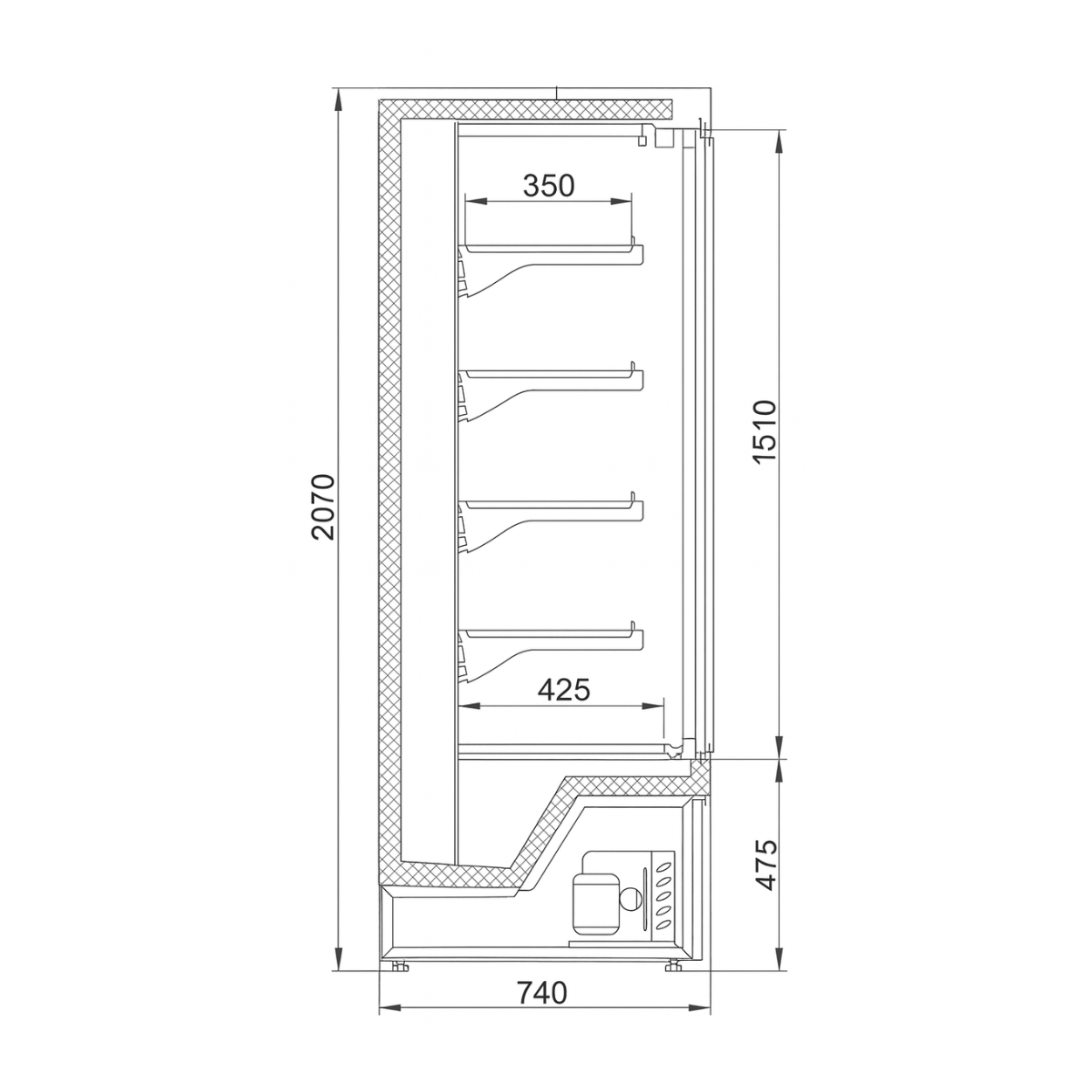 Raft frigorific pentru carne-mezeluri-lactate-bauturi 104 cm - motor interior - 4