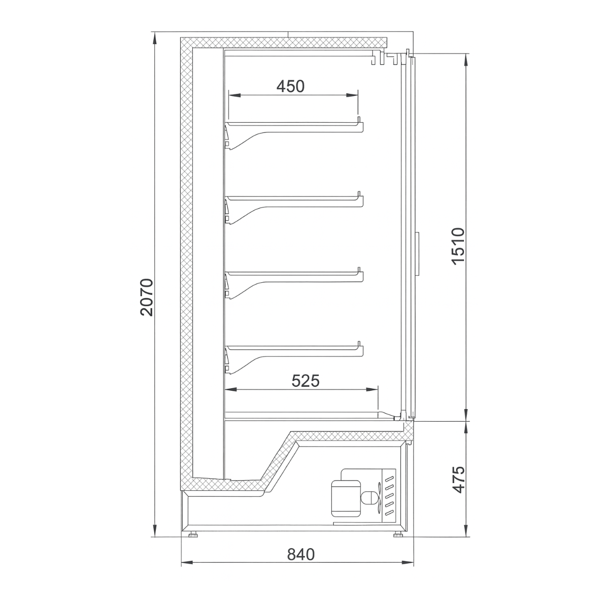 Raft frigorific pentru carne-mezeluri-lactate-bauturi 198 cm - motor interior - 3