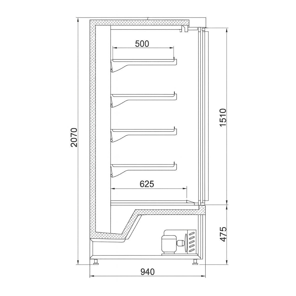 Raft frigorific pentru carne-mezeluri-lactate-bauturi 260 cm - motor interior - 3