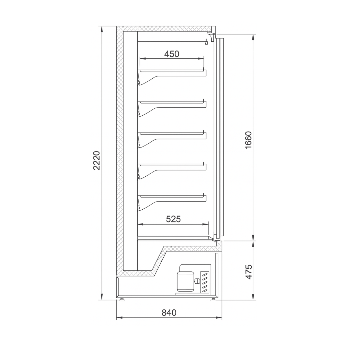Raft frigorific pentru carne-mezeluri-lactate-bauturi 104 cm - motor interior - 2