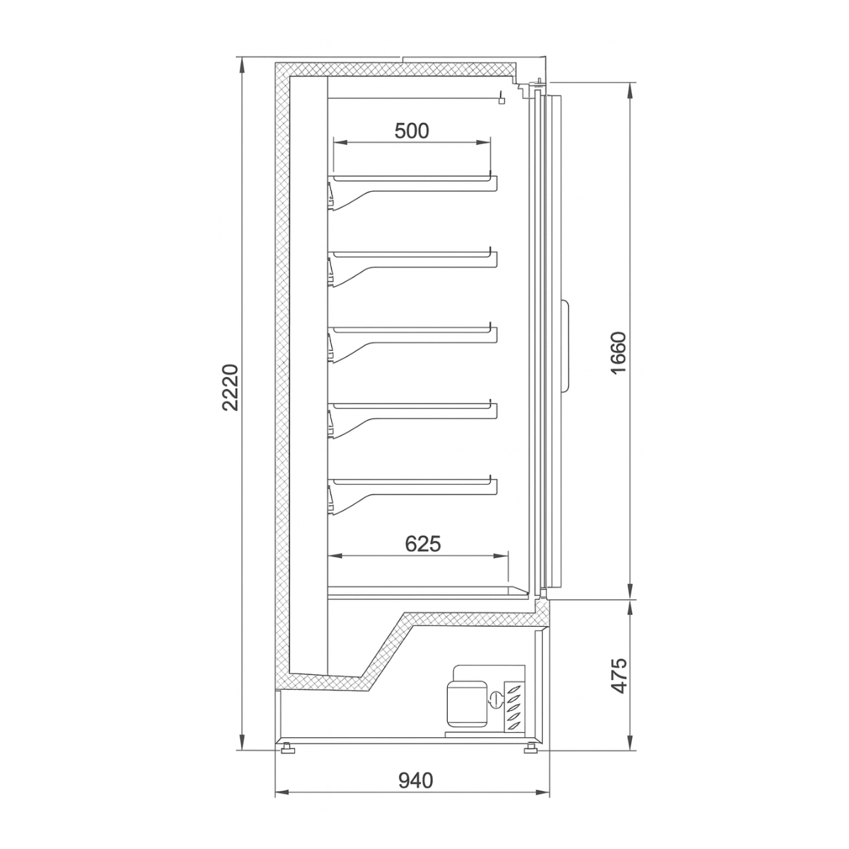 Raft frigorific pentru carne-mezeluri-lactate-bauturi 135 cm - motor interior - 2
