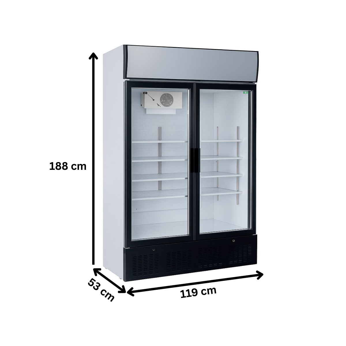 Vitrina frigorifica verticala cu 2 usi din sticla, 620 L, Iluminare interioara LED, +2°C / +8°C - 4