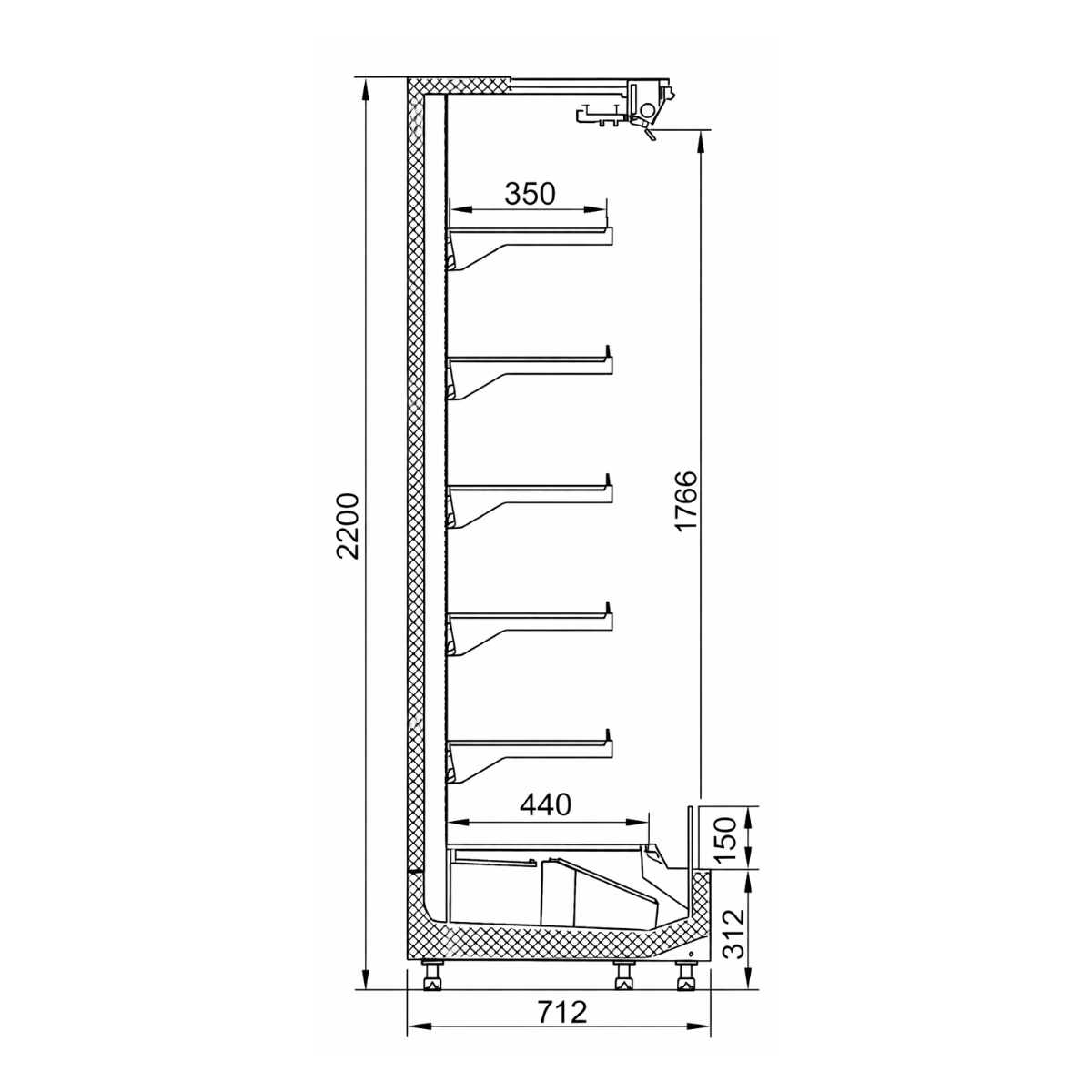 Raft frigorific pentru carne-mezeluri-lactate-bauturi 281 cm - motor exterior - 3