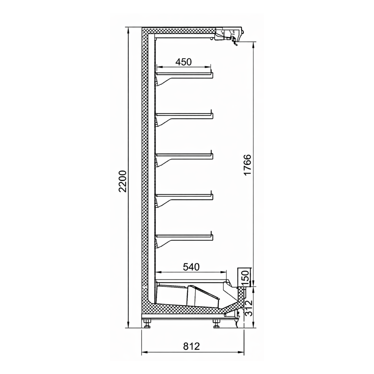 Raft frigorific pentru carne-mezeluri-lactate-bauturi 94 cm - motor exterior - 4