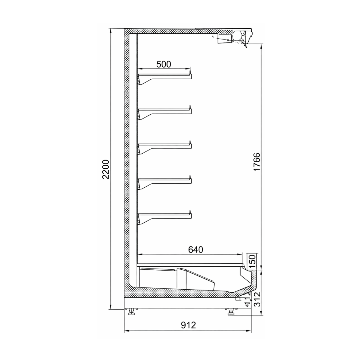 Raft frigorific pentru carne-mezeluri-lactate-bauturi 281 cm - motor exterior - 3