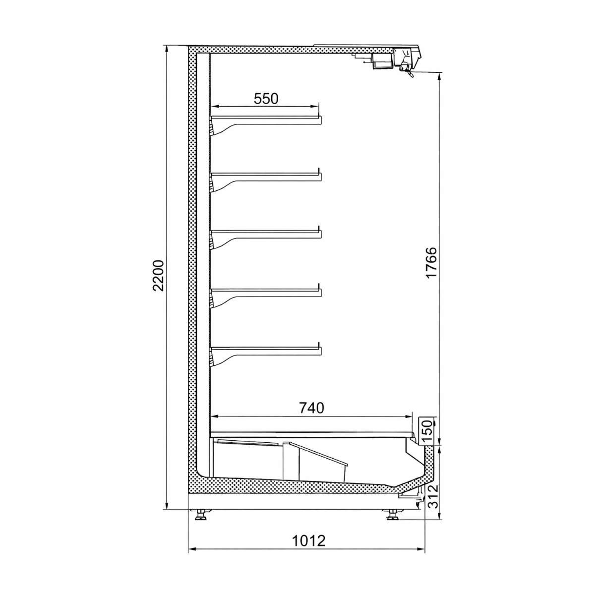 Raft frigorific pentru carne-mezeluri-lactate-bauturi 125 cm - motor exterior - 3