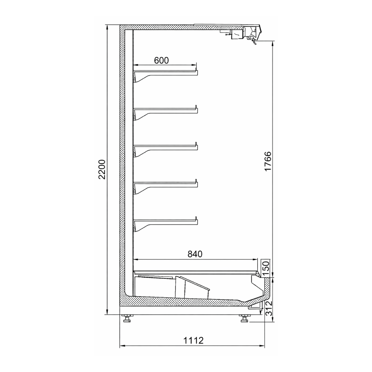 Raft frigorific pentru carne-mezeluri-lactate-bauturi 281 cm - motor exterior - 3