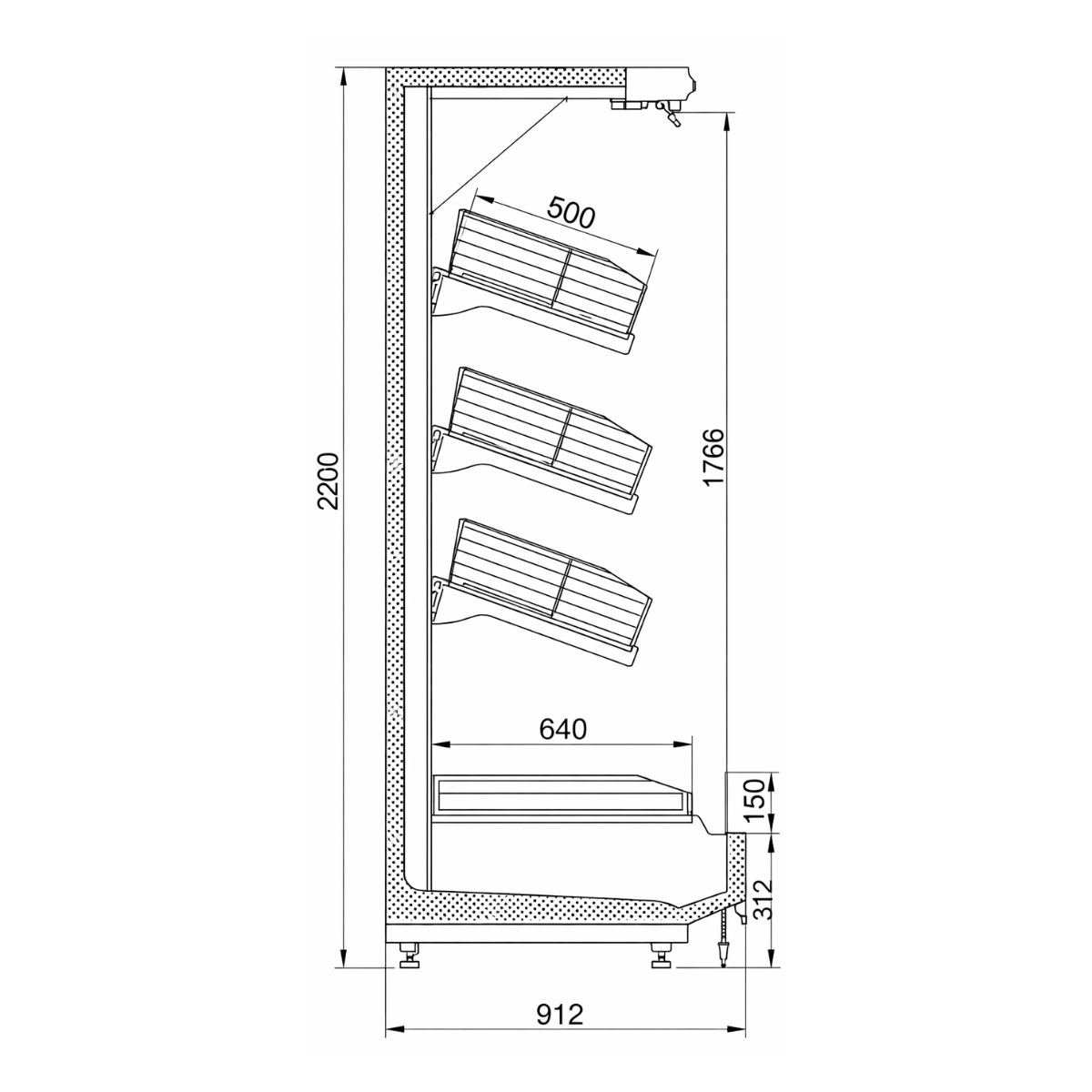 Raft frigorific pentru legume si fructe 125 cm - motor exterior - 3