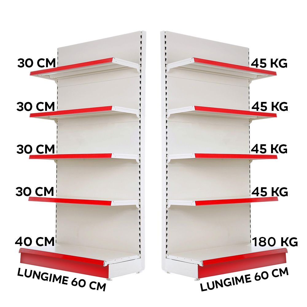 Raft metalic de perete 75*220 baza 40 cm si 4 polite de 30 cm - 1