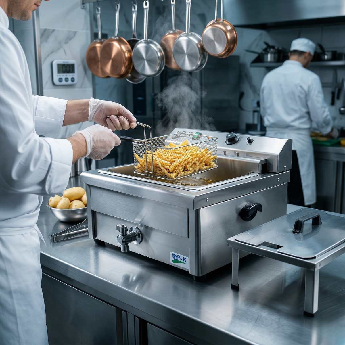 Friteuza electrica profesionala de banc, capacitate 30 lt, 3 kW, 64*52.5*40 cm - 7