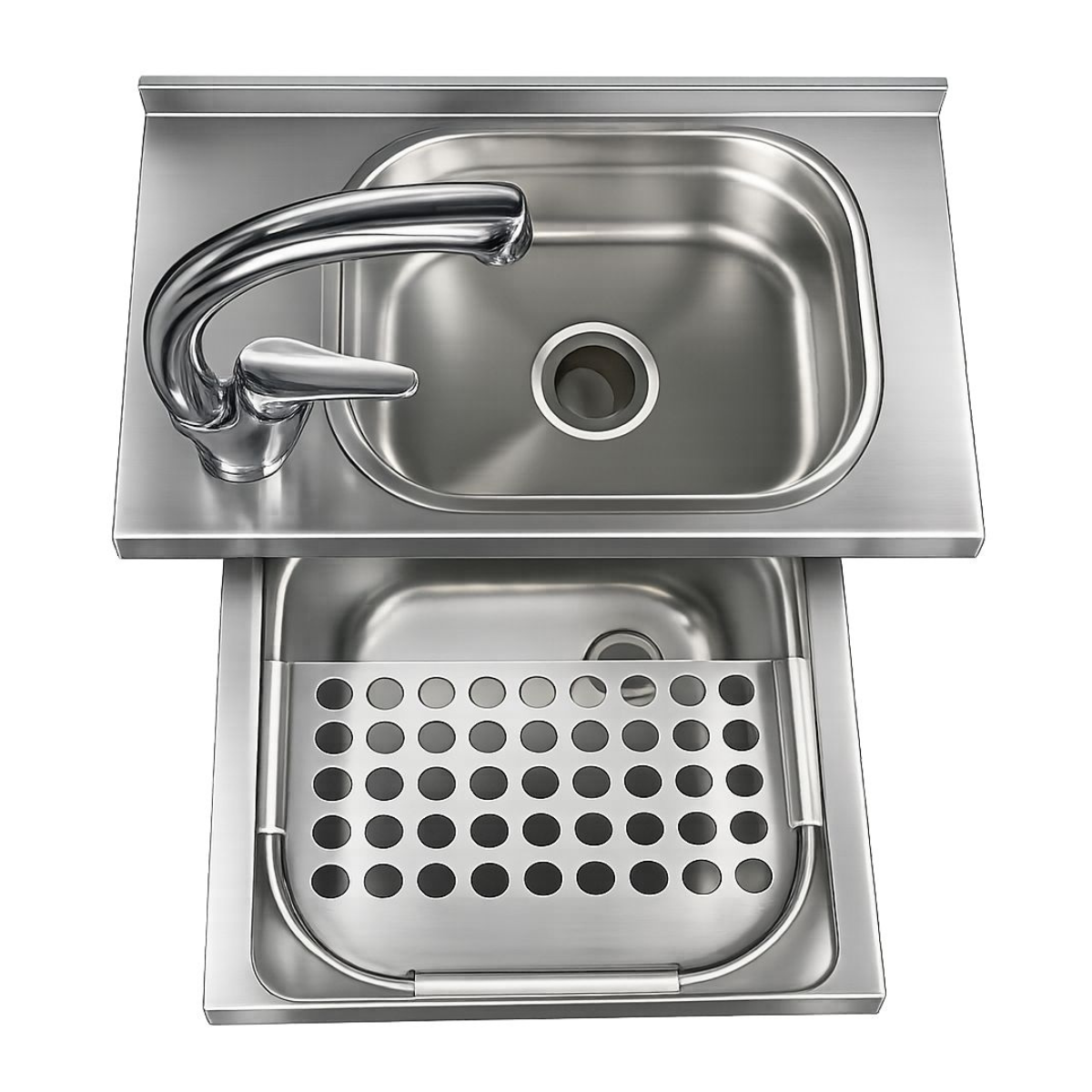 Chiuveta spalare mop inox, prevazuta cu 2 bazine 50*60*90 cm - 2