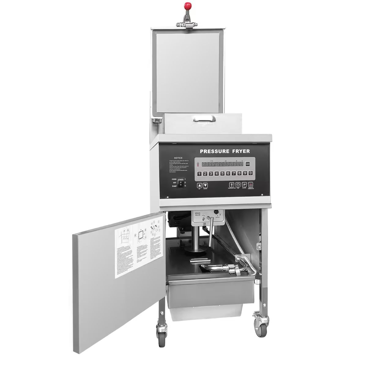 Friteuza electrica sub presiune profesionala cu sistem de filtrare, inox, panou de control digital, capacitate 24 litri - 6