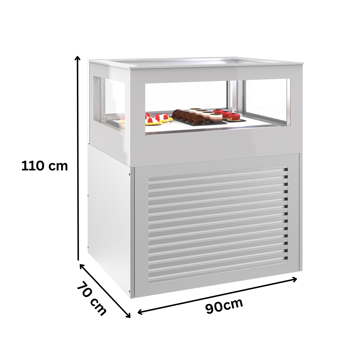 Vitrina frigorifica orizontala Frenox, 1 sertar, ciocolata, prajituri si cofetarie, 90 LT, 90*70*110 cm - 1