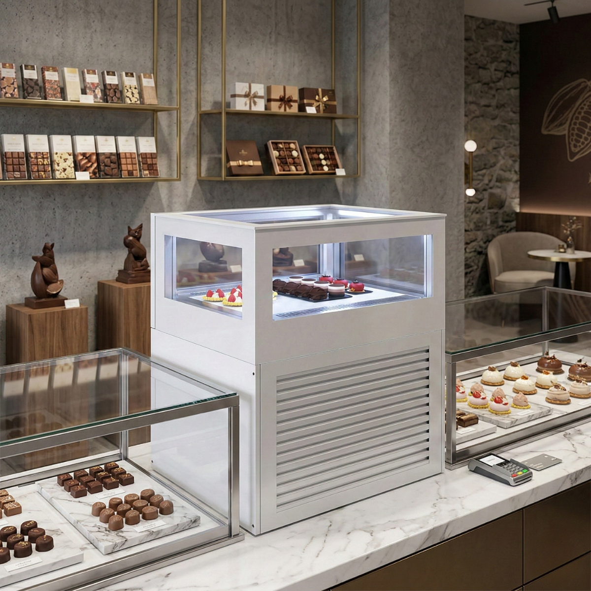 Vitrina frigorifica orizontala, 1 sertar Frenox, ciocolată și praline, inox, 90 LT, 90*70*110 cm - 5