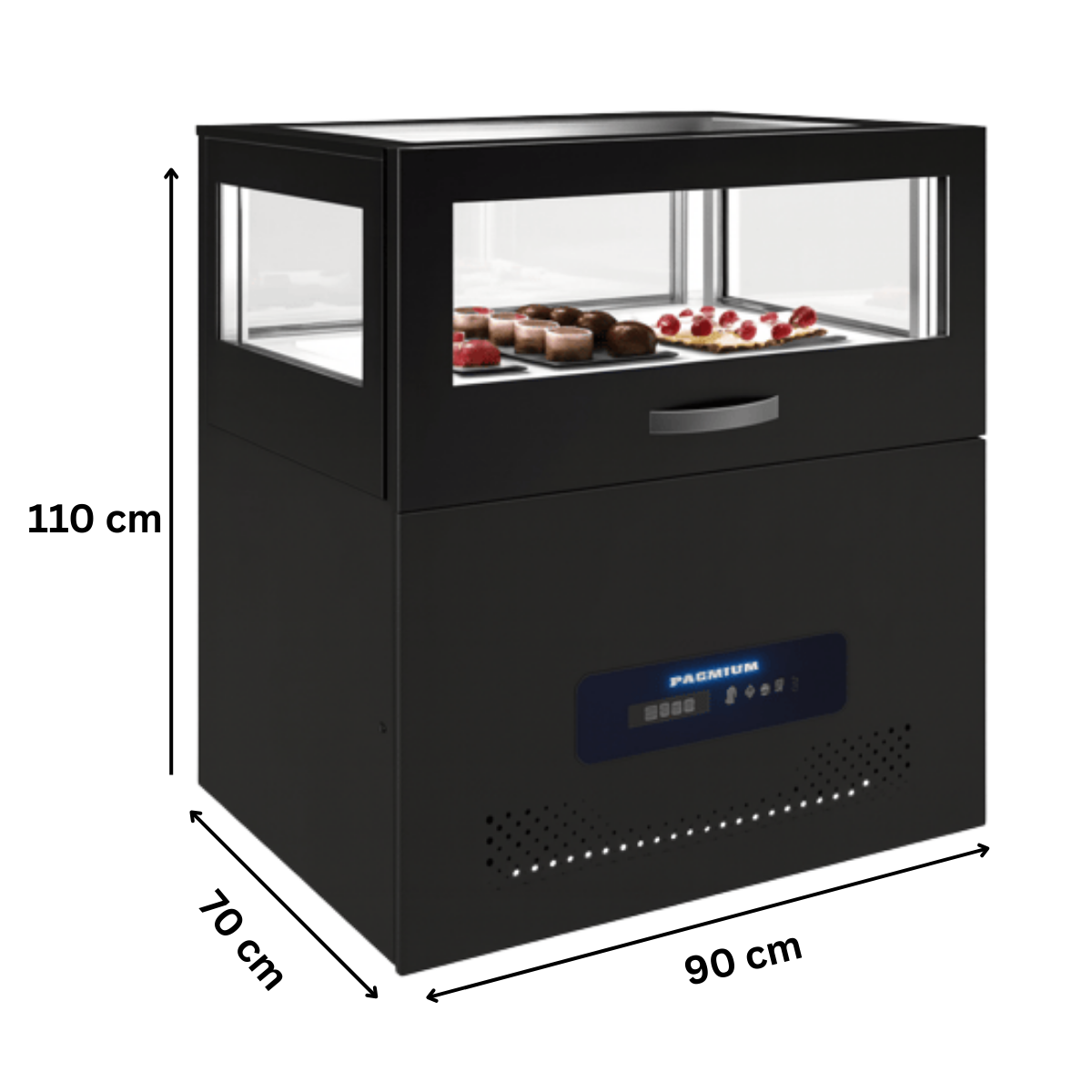 Vitrina frigorifica orizontala, 1 sertar Frenox, sistem racire externa, ciocolata, prajituri si cofetarie, inox, 90 LT, 90*70*110 cm - 1