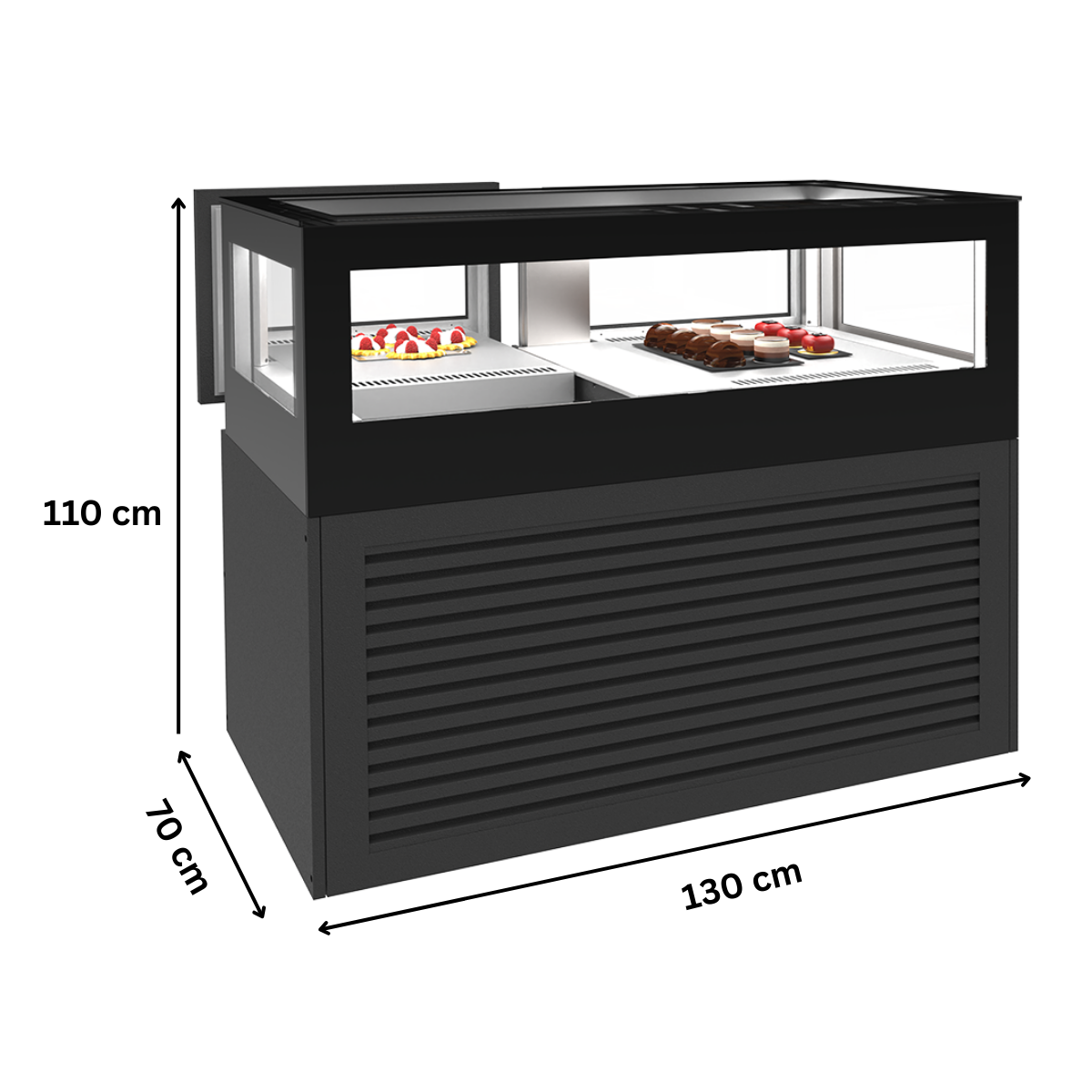 Vitrina frigorifica orizontala, 2 sertare Frenox, sistem racire extern, ciocolata și praline, 130 Lt, 130*70*110 cm - 1