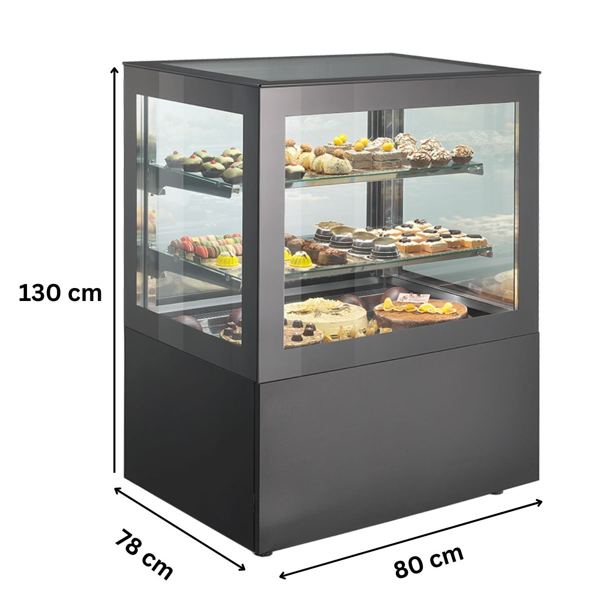 Vitrina frigorifica verticala Frenox, sistem racire extern, patiserie si cofetarie, inox, 300 Lt, 80*78*130 cm - 1