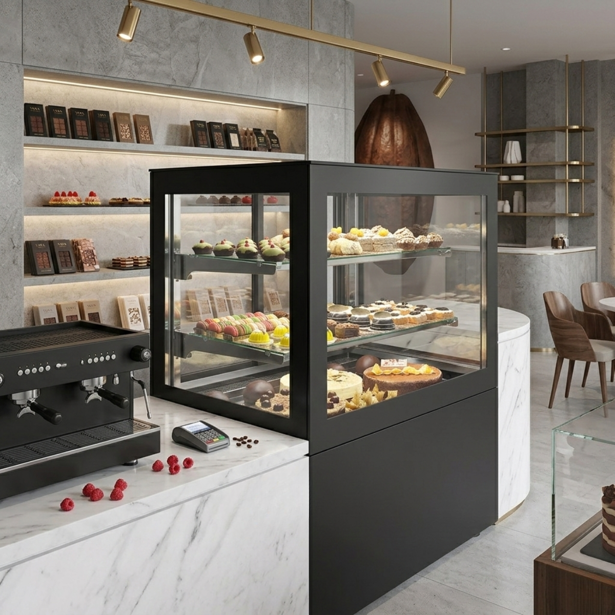 Vitrina frigorifica verticala Frenox, sistem racire extern, patiserie si cofetarie, inox, 300 Lt, 80*78*130 cm - 5