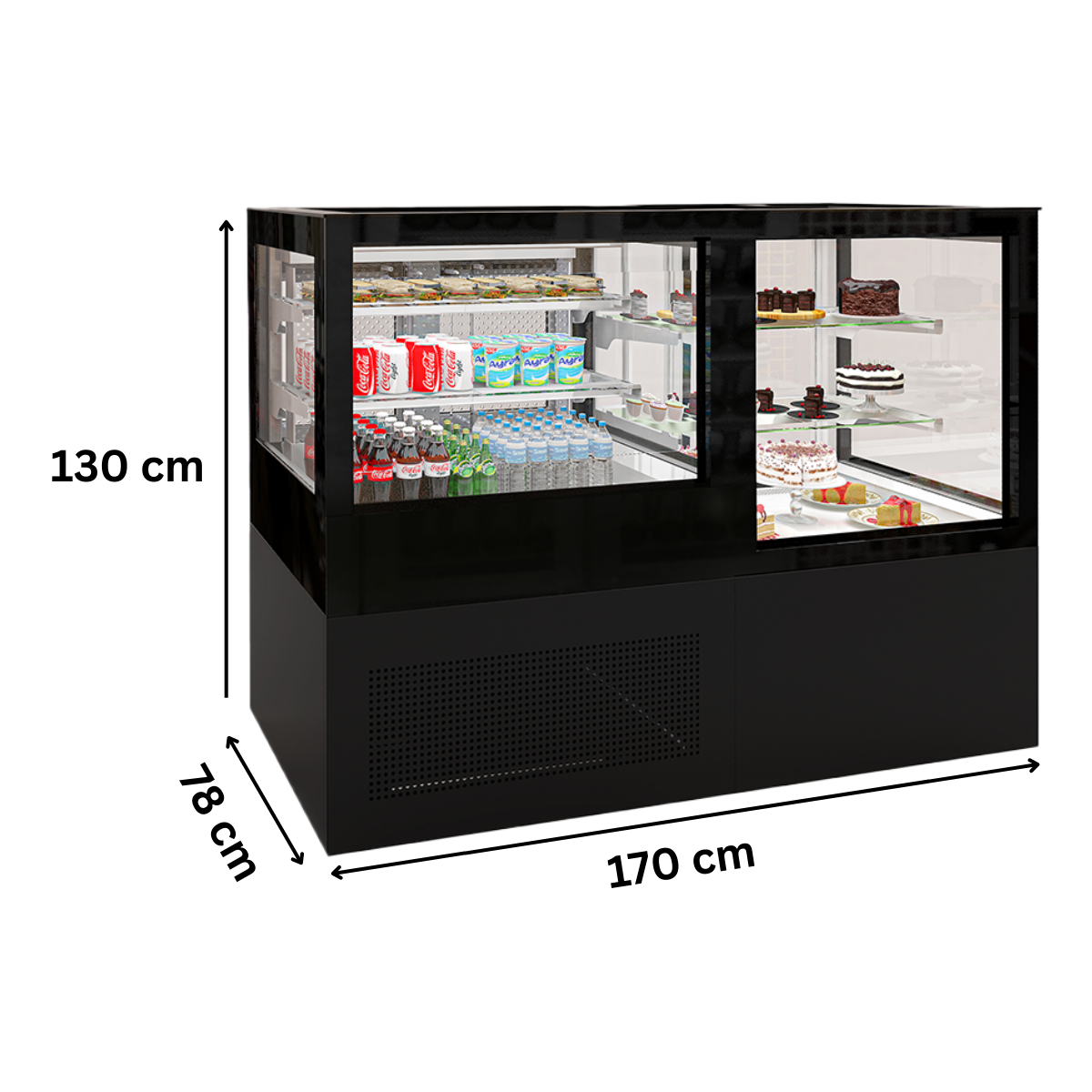 Vitrina frigorifica verticala Frenox, sistem racire extern, deserturi, torturi, prajituri sau sandvisuri, 700Lt, 190*78*130 cm - 1