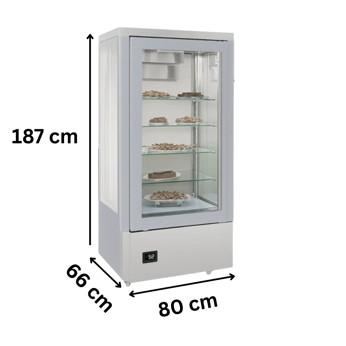 Vitrina frigorifica verticala Frenox, bauturi, deserturi sau praline, 400 Lt, 80*66*187 cm - 1