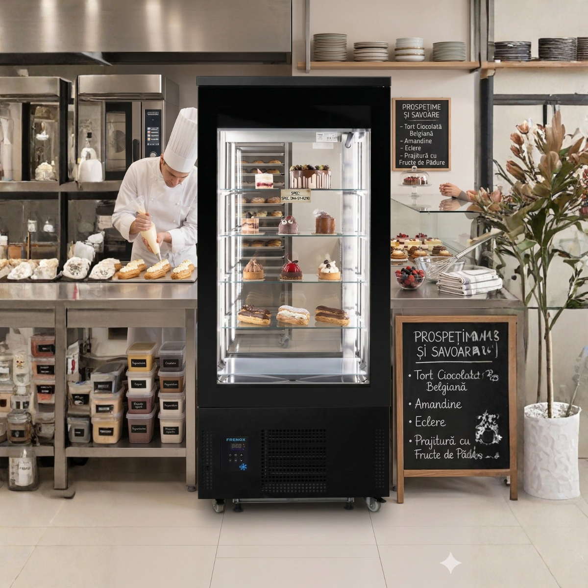 Vitrina frigorifica verticala de congelare Frenox, produse artizanale si ciocolata, 400 Lt, 80*66*187 cm - 4