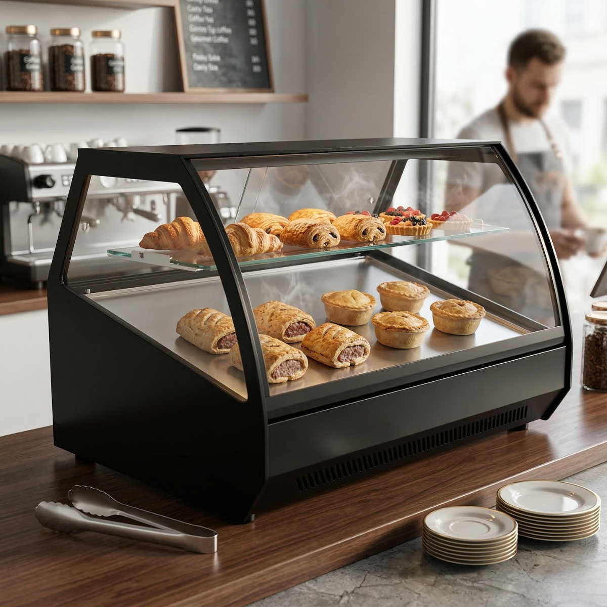 Vitrina calda inclinata de masa ArtSteel, 74*60*60 cm, 100 Lt, 800 W - 5