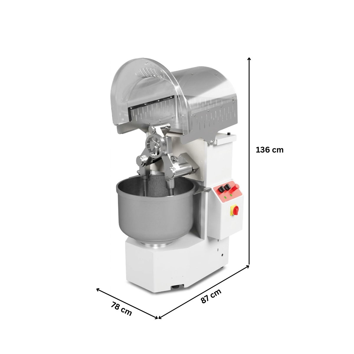 Malaxor profesional pentru aluat cu brat dublu, capacitate 65 LT, inox, 10 viteze variabile, bol fix - 6