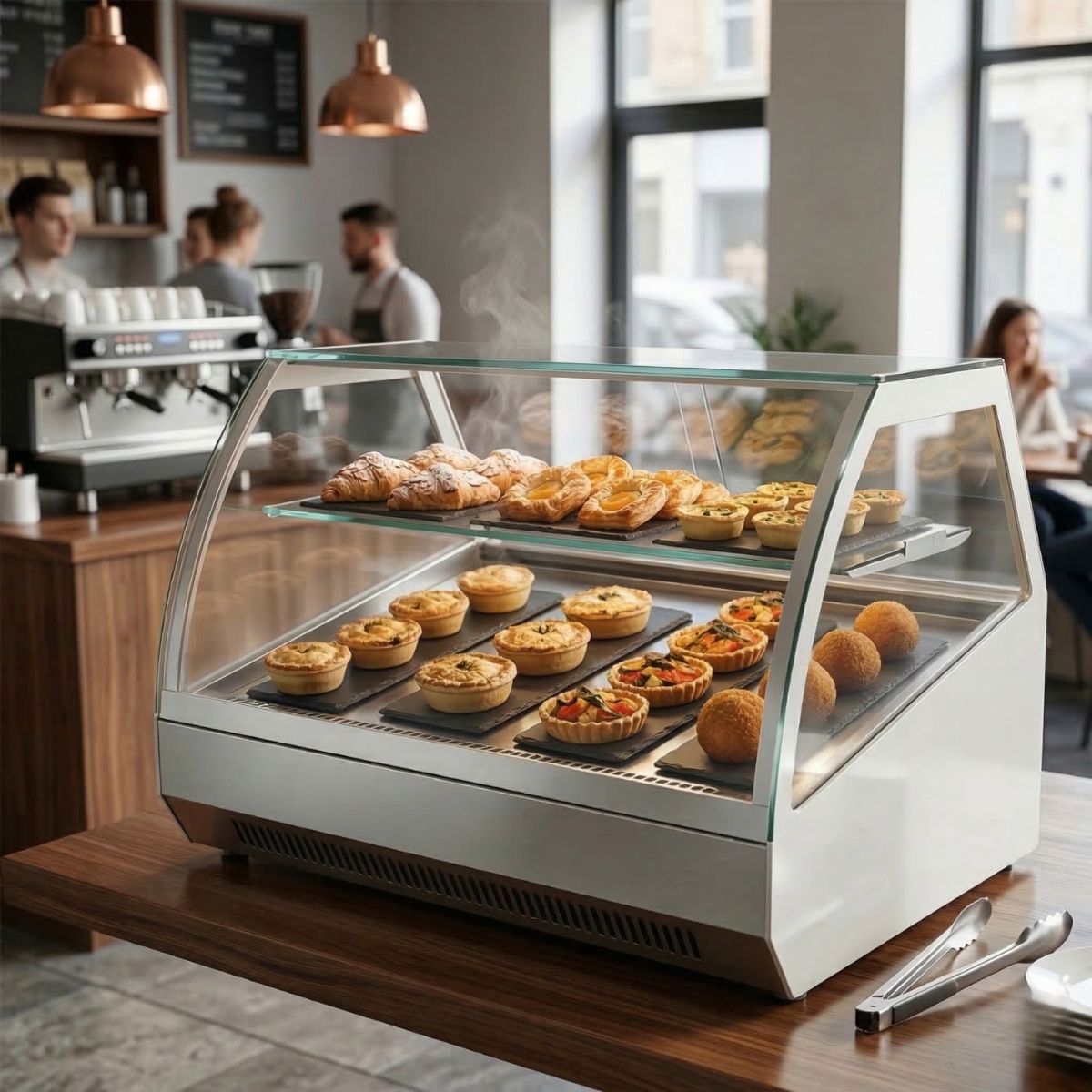Vitrina calda inclinata de masa ArtSteel, alba, 94*60*60 cm, 1000 W - 3