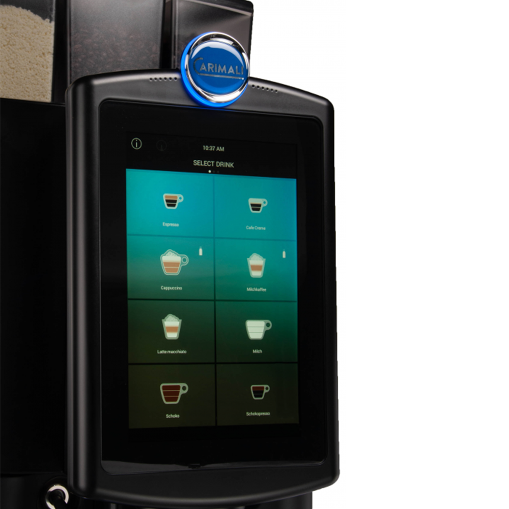 Automat cafea profesional CARIMALI cu 3 compartimente, 2 boabe, 1 solubil + Lapte proaspat - 1