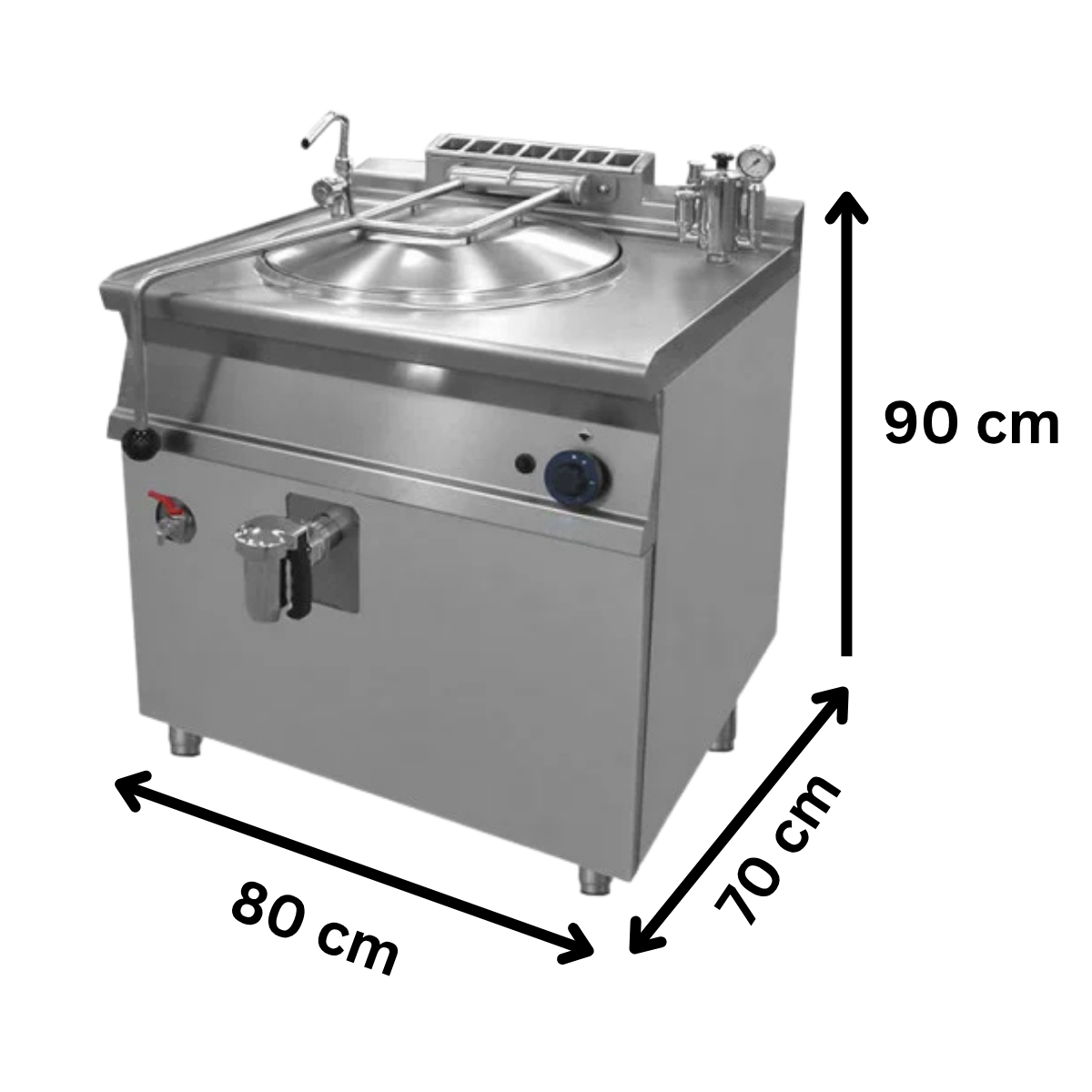 Marmita profesionala pe gaz, 80 Litri, incalzire indirecta, Aprindere Piezo, 12.5 kW, 80*70*90 cm - 1