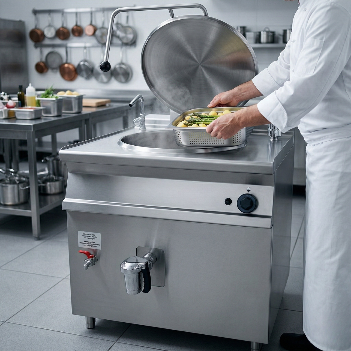 Marmita profesionala pe gaz, 80 Litri, incalzire indirecta, Aprindere Piezo, 12.5 kW, 80*70*90 cm - 5