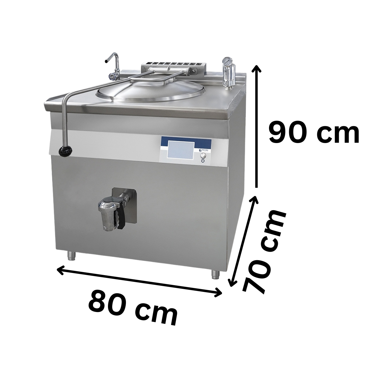 Marmita profesionala pe gaz 80 lt, incalzire indirecta, Ecran Tactil, Aprindere prin Ionizare, 12.5 kW, 80*70*90 cm - 1