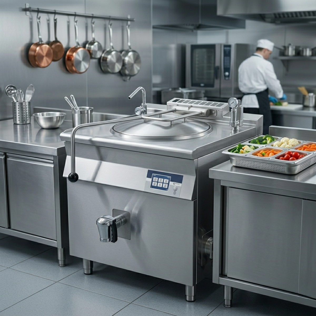 Marmita profesionala pe gaz 80 lt, incalzire indirecta, Ecran Tactil, Aprindere prin Ionizare, 12.5 kW, 80*70*90 cm - 4