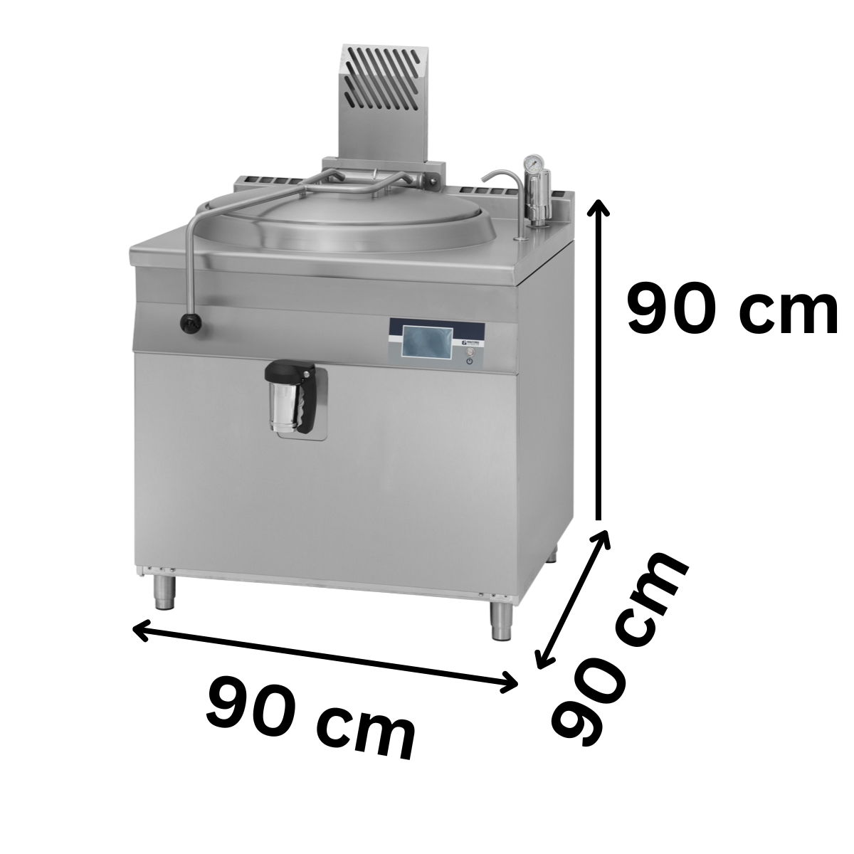 Marmita profesionala pe gaz 100 Lt, Incalzire Indirecta, Ecran Tactil, Aprindere prin Ionizare, 15.5 kW, 90*90*90 cm - 1