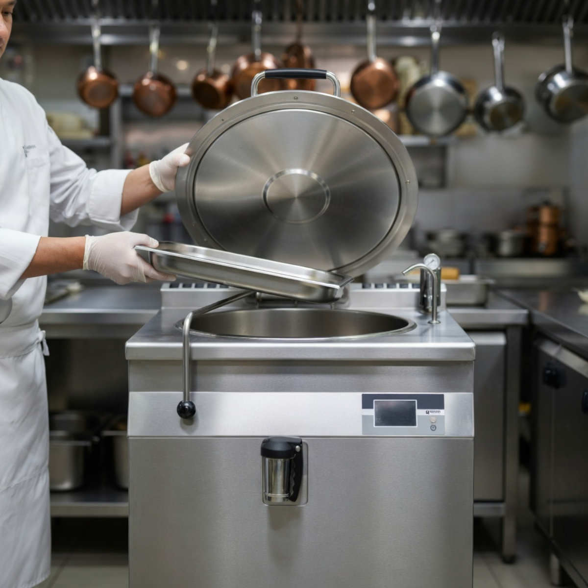 Marmita profesionala pe gaz 150 Lt, Incalzire Indirecta, Ecran Tactil, Aprindere prin Ionizare, 19 kW, 90*90*90 cm - 4