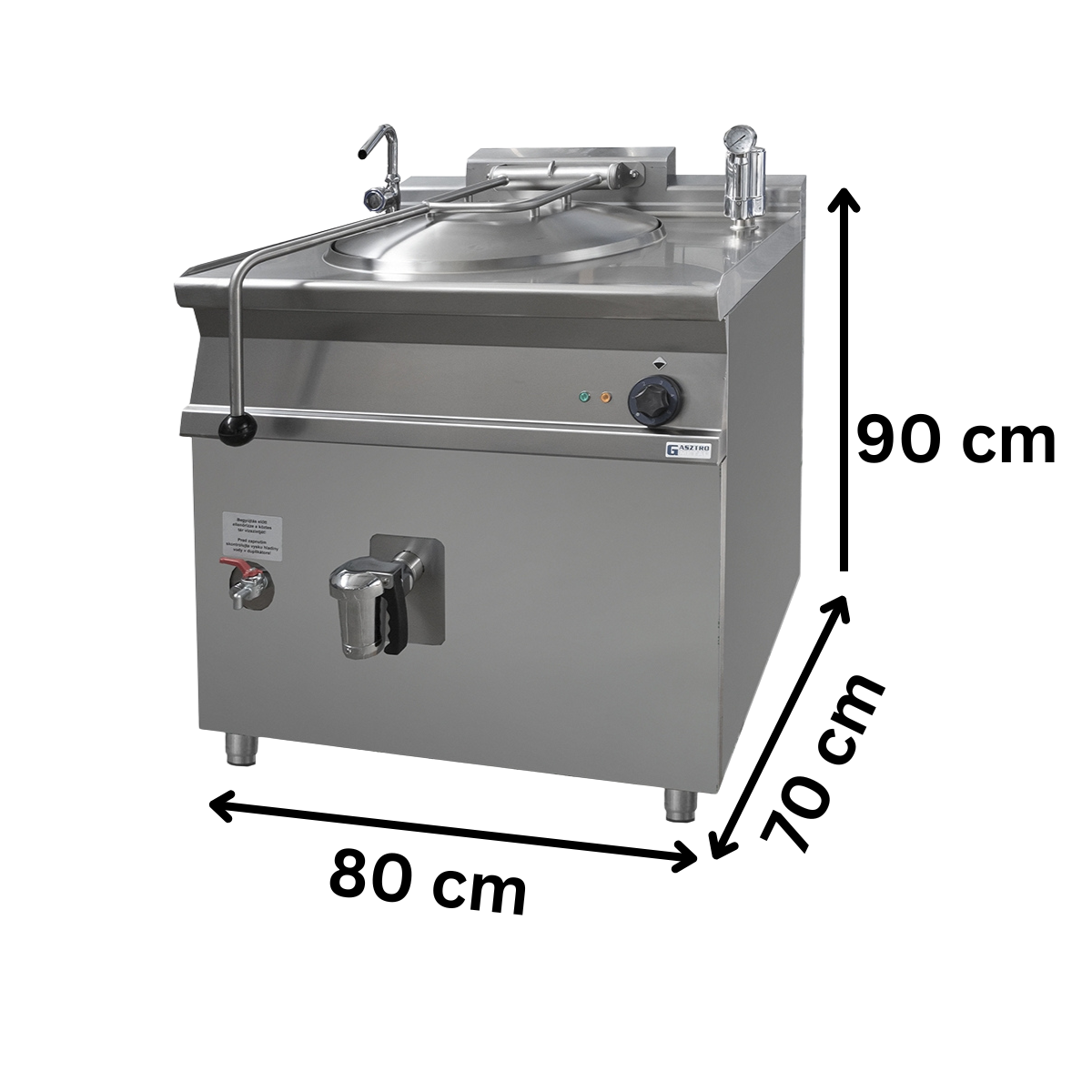 Marmita profesionala electrica 80 Lt, Incalzire Indirecta, alimentare autoamata, 12 kW, 80*70*90 cm - 1