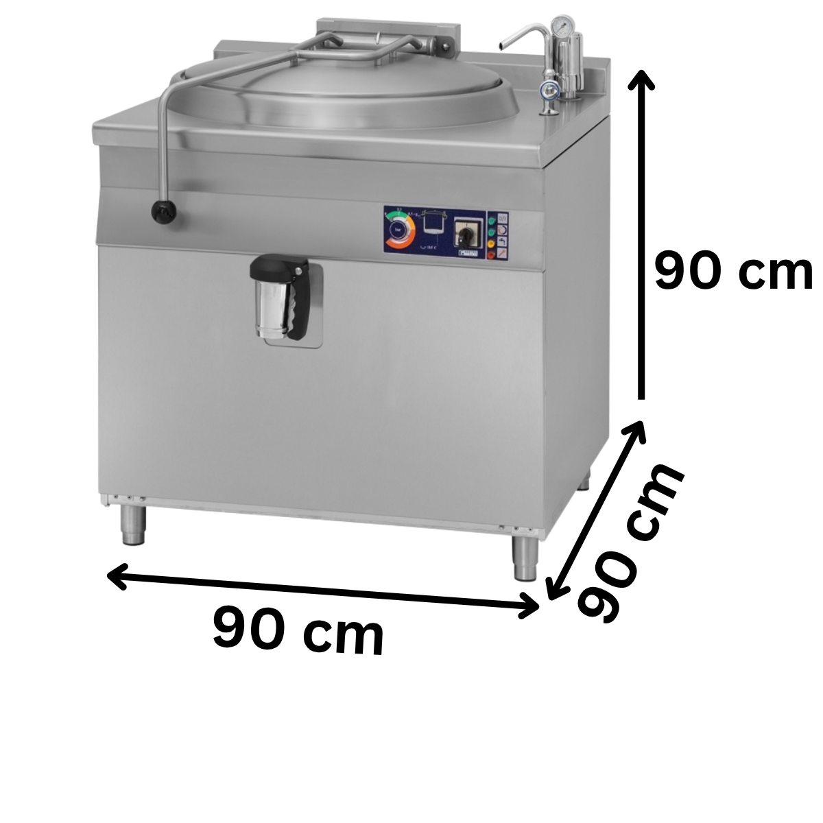 Marmita profesionala electrica 150 Lt, Incalzire Indirecta, Alimentare Automata, 24 kW, 90*90*90 cm - 1