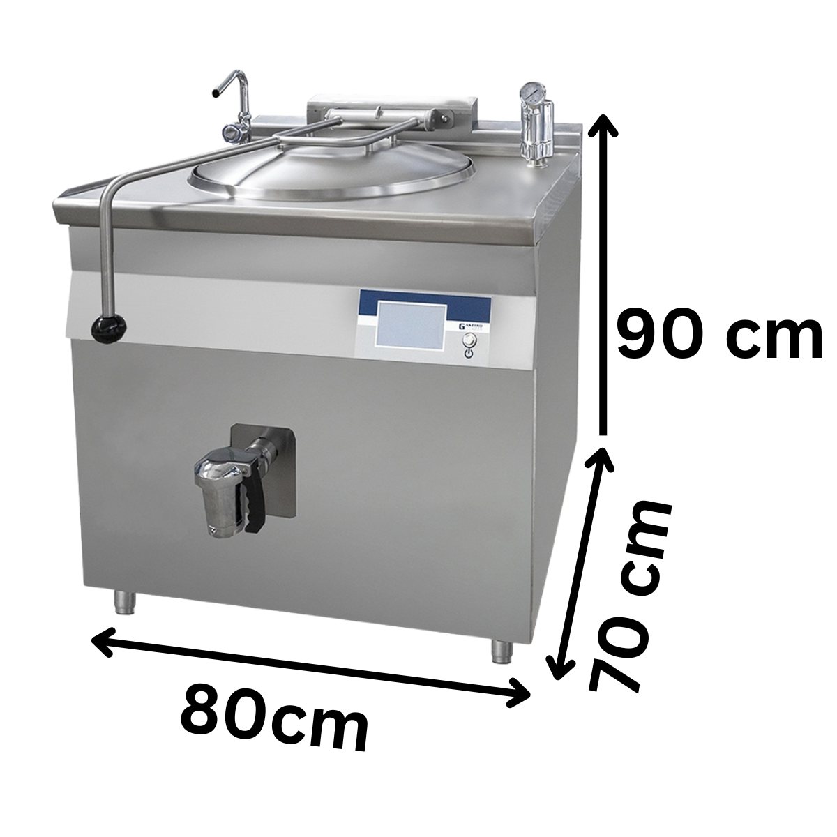 Marmita profesionala electrica 80 Lt, Incalzire Indirecta, Ecran Tactil, Alimentare Automata, 12 kW, 80*70*90 cm - 1