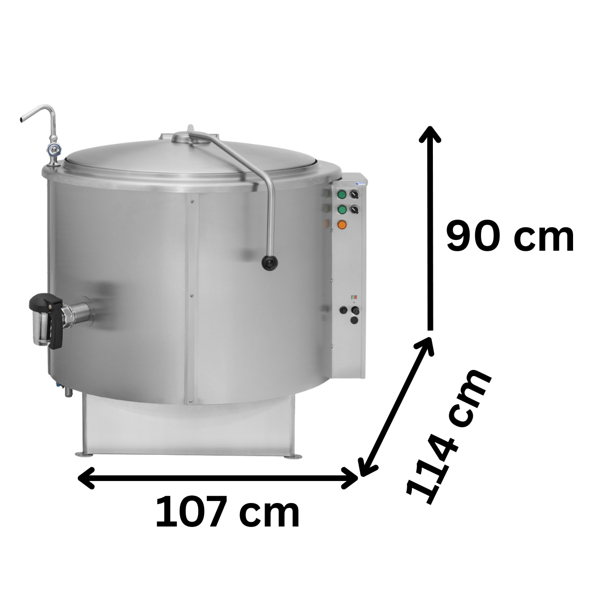 Marmita profesionala rotunda pe gaz 200 Lt, Incalzire Indirecta, 48 kW, 107*114*90 cm - 1