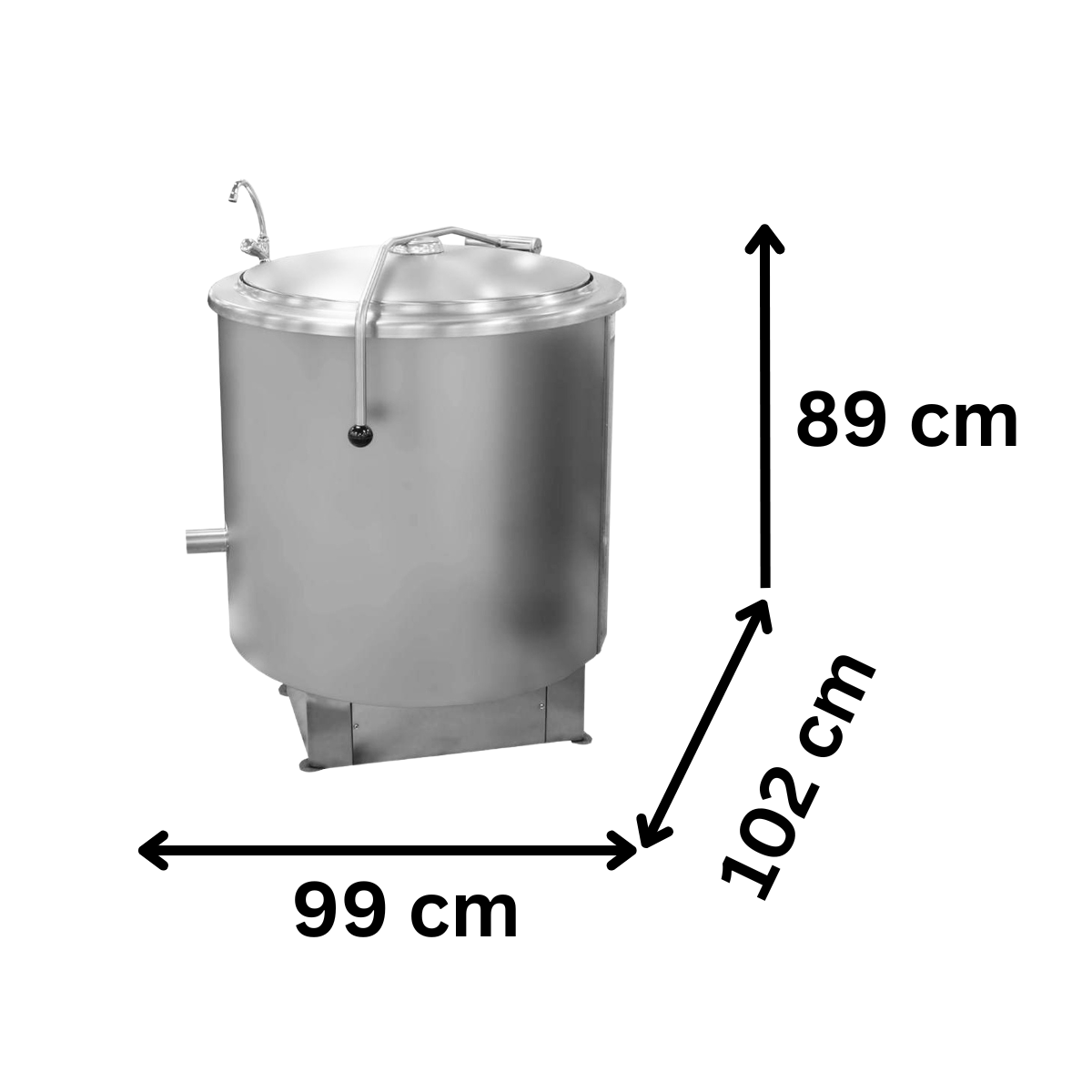 Marmita profesionala rotunda pe abur 200 Lt, Incalzire Indirecta, 99*102*89 cm - 1
