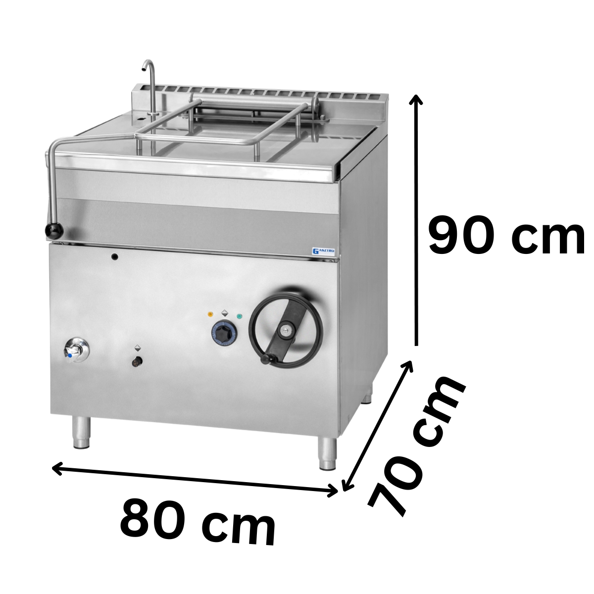Tigaie basculanta profesionala pe gaz 50 Litri, Inclinare Manuala, 12 kW, 80*70*90 cm - 1
