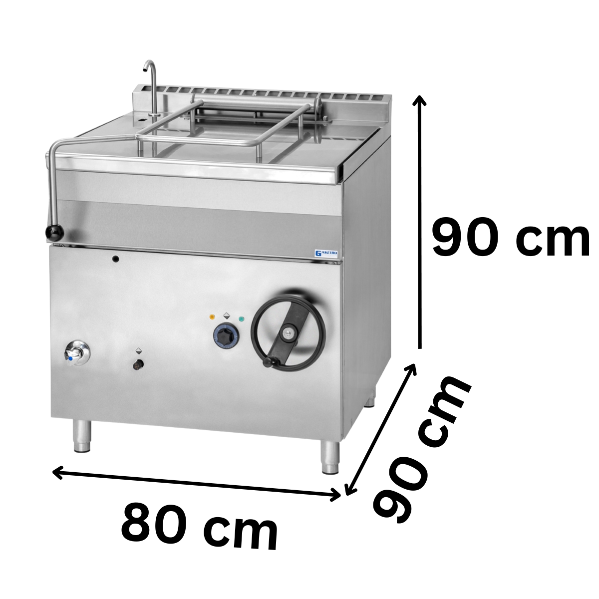 Tigaie basculanta profesionala pe gaz 80 Lt, Inclinare Manuala, 16 kW, 80*90*90 cm - 1