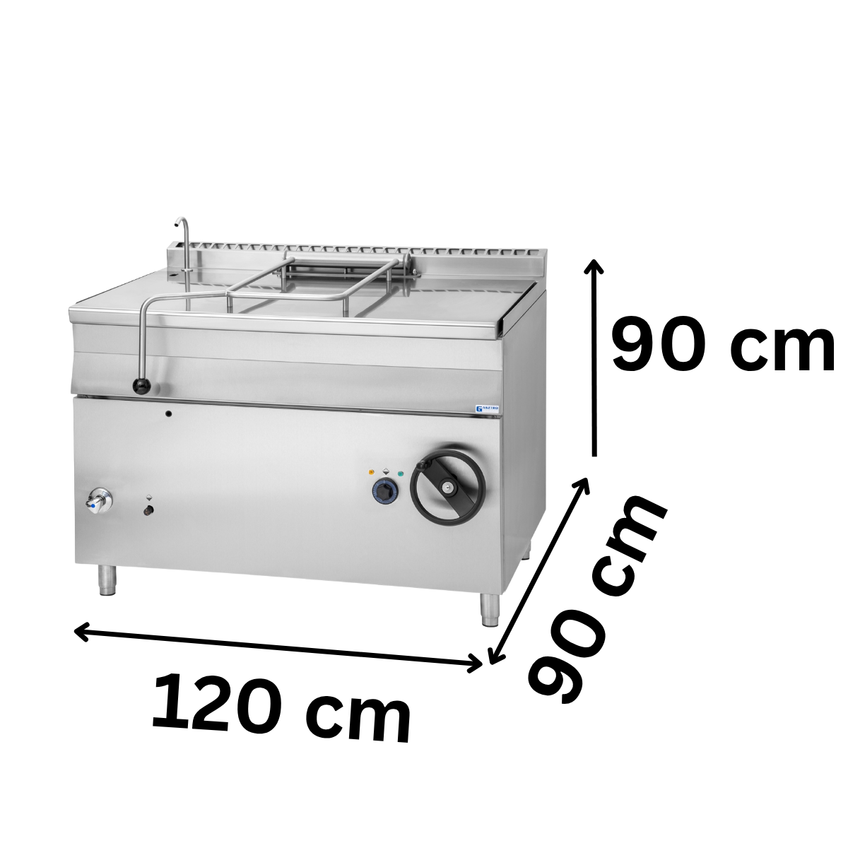 Tigaie basculanta profesionala pe gaz 120 Lt, Inclinare Manuala, 27 kW, 120*90*90 cm - 1