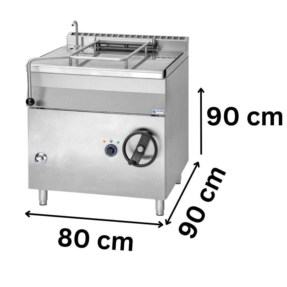 Tigaie basculanta profesionala electrica 80 Lt, Fund Inox, Inclinare Manuala, 12 kW, 80*90*90 mm - 1