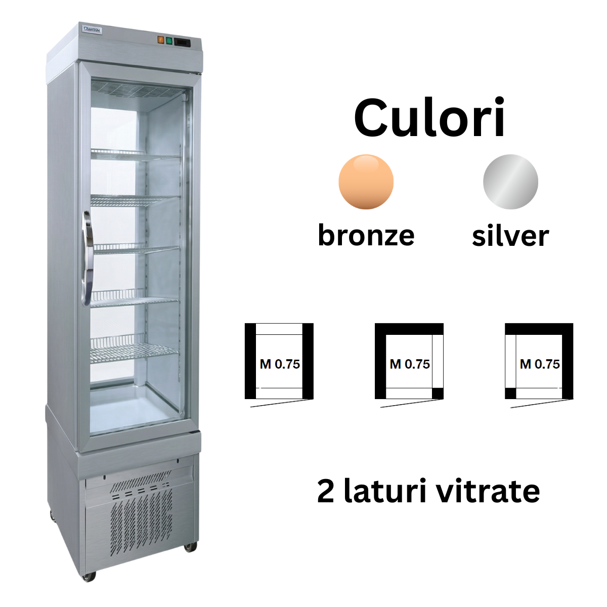 Vitrina frigorifica cofetarie Tekna, temp: -25...+5 °C, racire ventilata No-Frost, 250 lt. 46*64*191 cm - 2