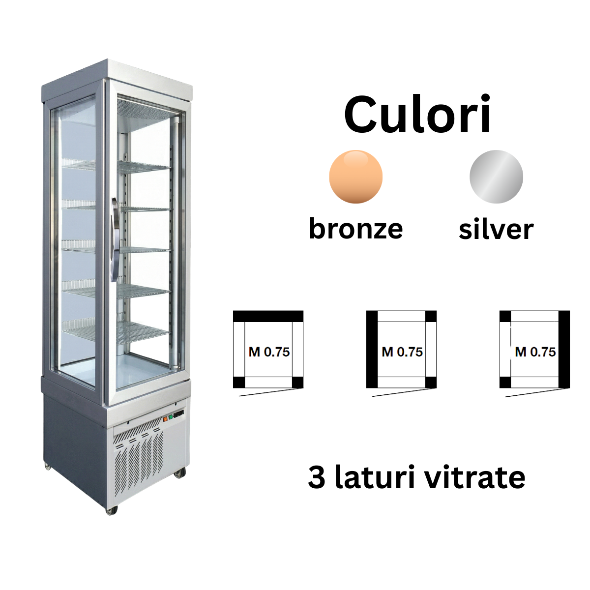 Vitrina frigorifica cofetarie Tekna, temp: -5...+10 C, racire ventilata, 255 lt. 46*64*191 cm - 2