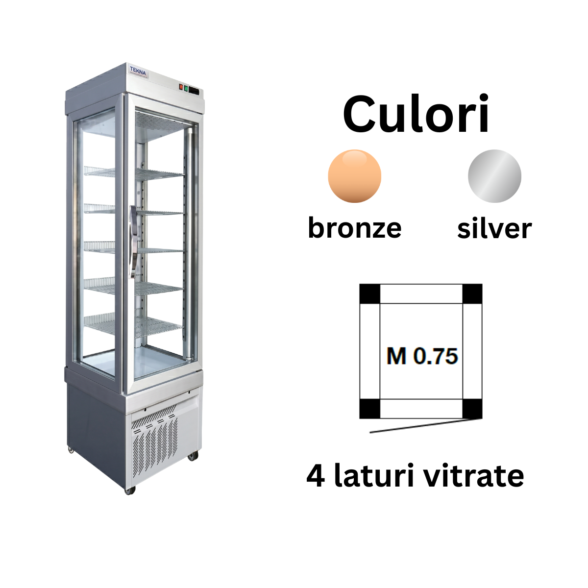 Vitrina frigorifica cofetarie Tekna, temp: -15...-25 °C, racire statica, 250 lt. 46*64*191 cm - 2